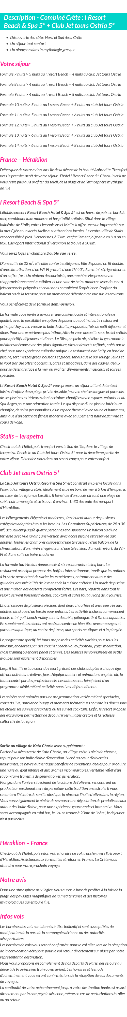 Détails du séjour