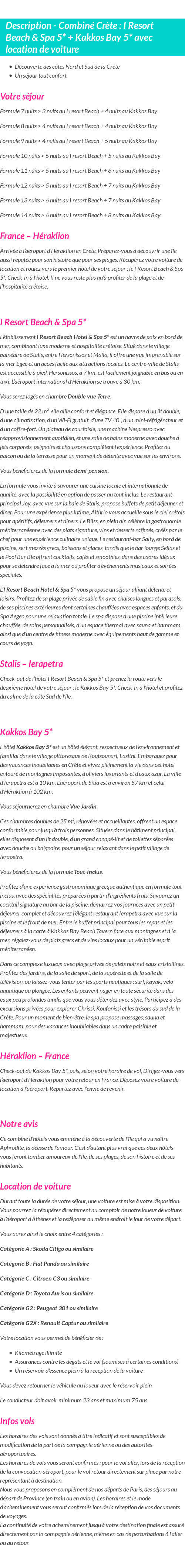 Détails du séjour