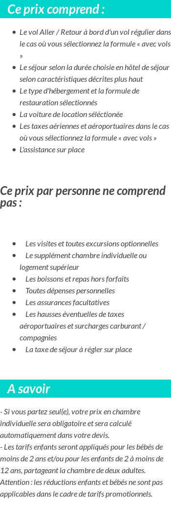 Conditions tarifaires
