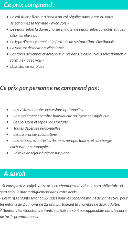 Conditions tarifaires