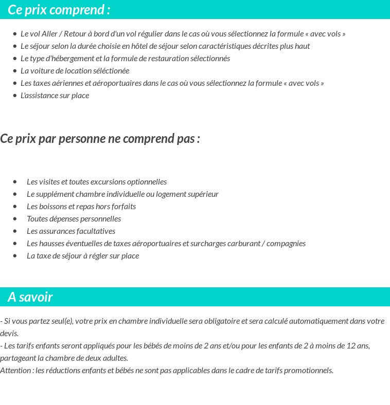 Conditions tarifaires