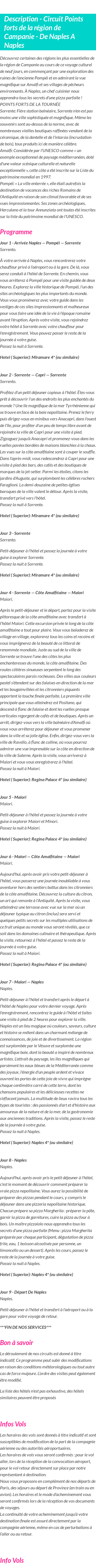 Détails du séjour