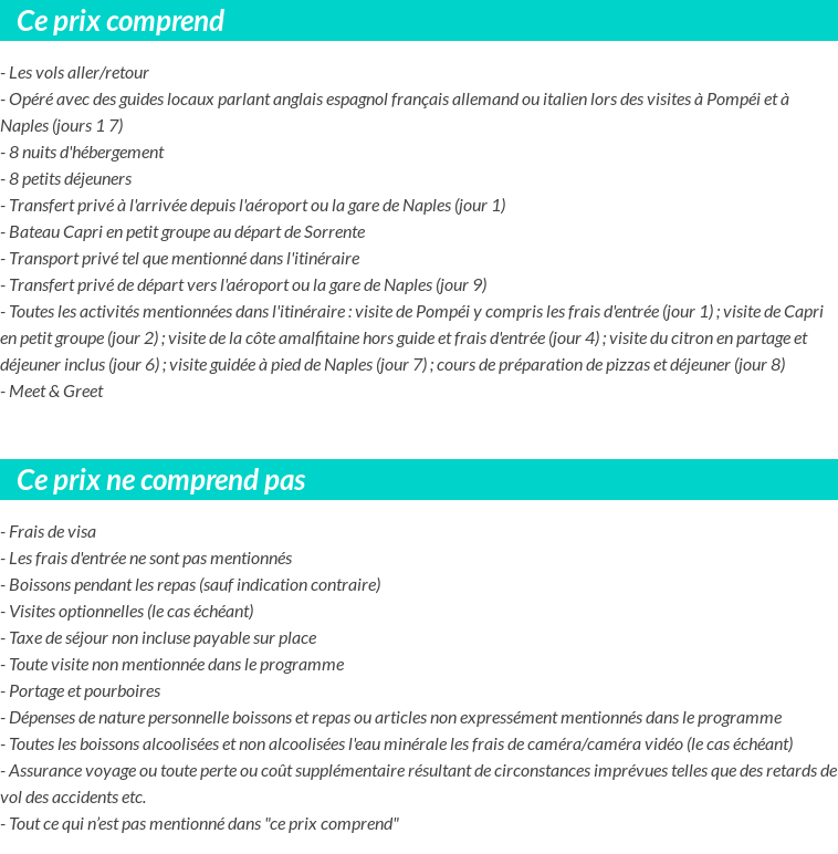 Conditions tarifaires