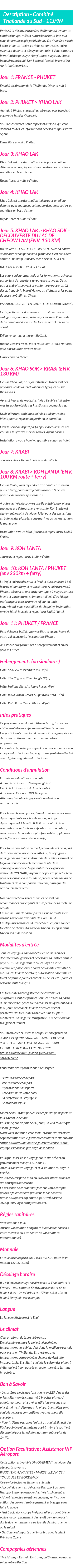 Détails du séjour