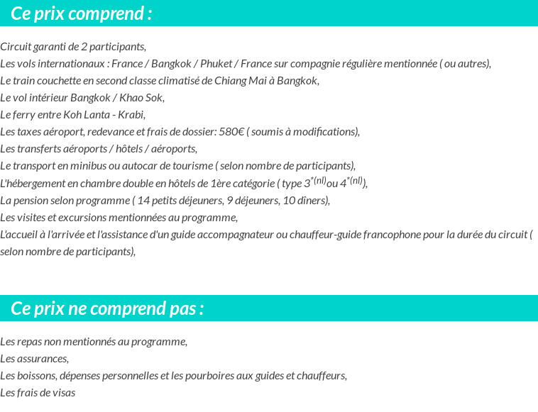 Conditions tarifaires