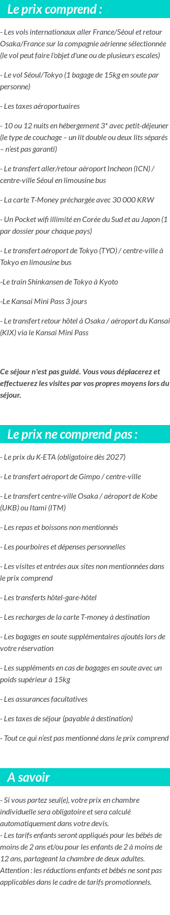 Conditions tarifaires