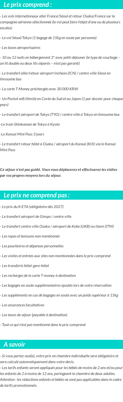 Conditions tarifaires