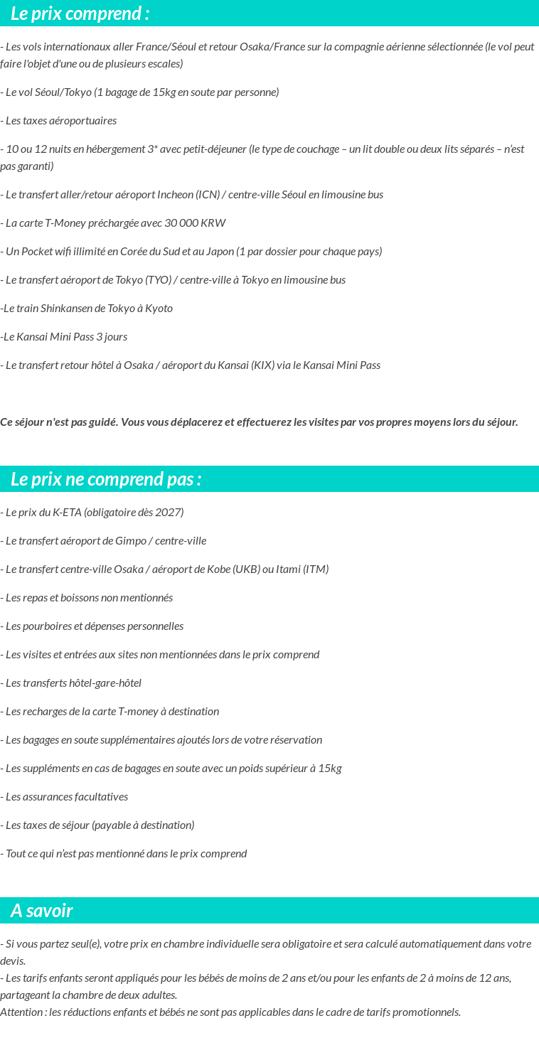 Conditions tarifaires