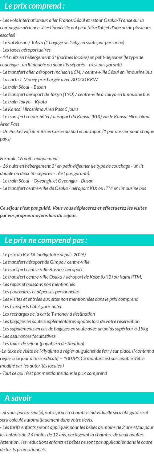 Conditions tarifaires