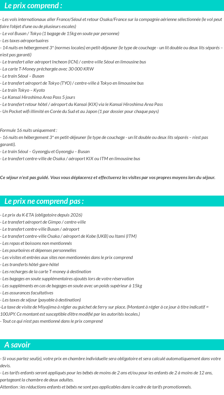Conditions tarifaires