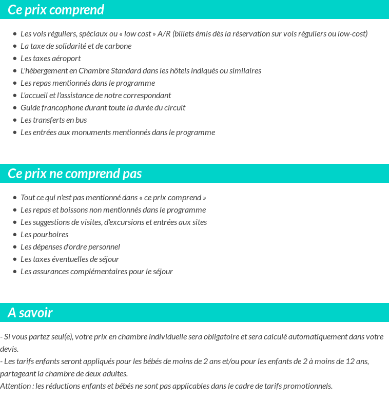 Conditions tarifaires