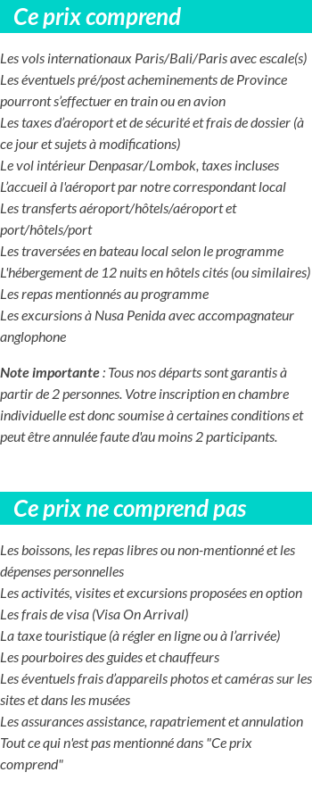 Conditions tarifaires