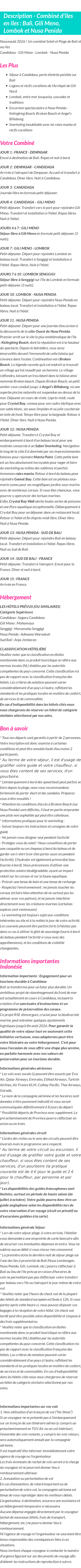 Détails du séjour