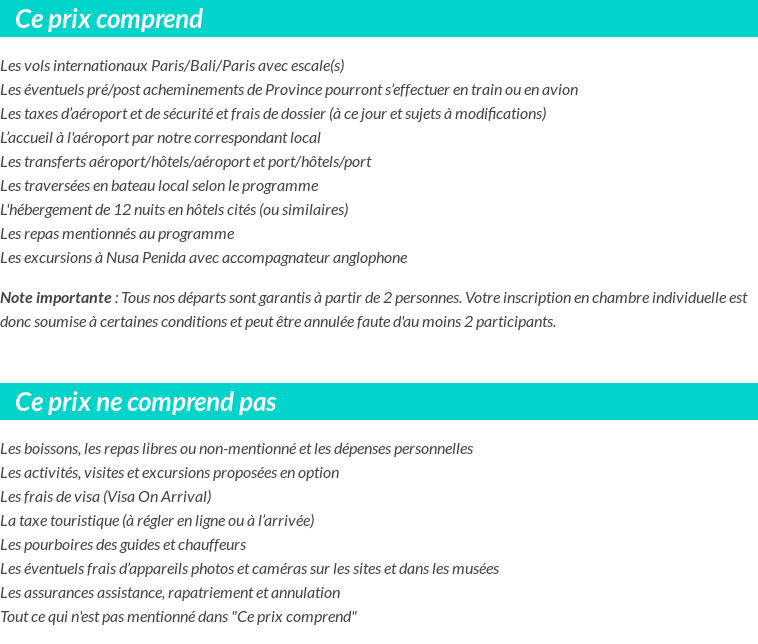 Conditions tarifaires
