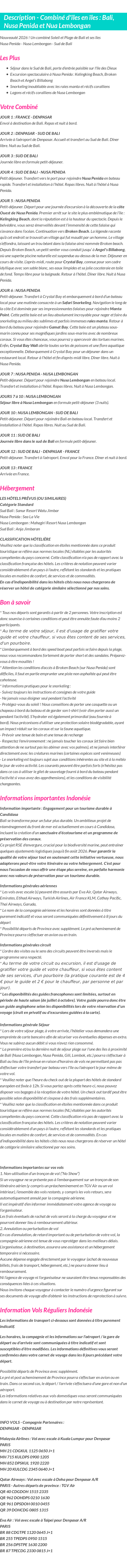 Détails du séjour