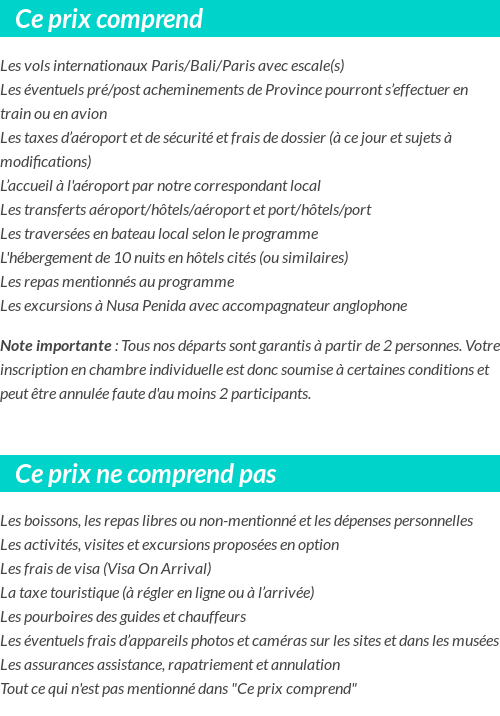 Conditions tarifaires
