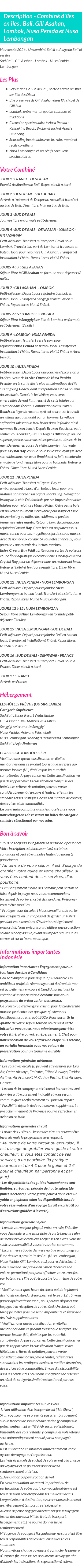 Détails du séjour