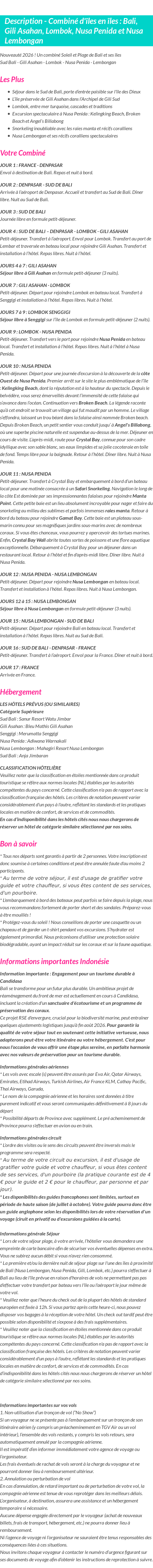 Détails du séjour