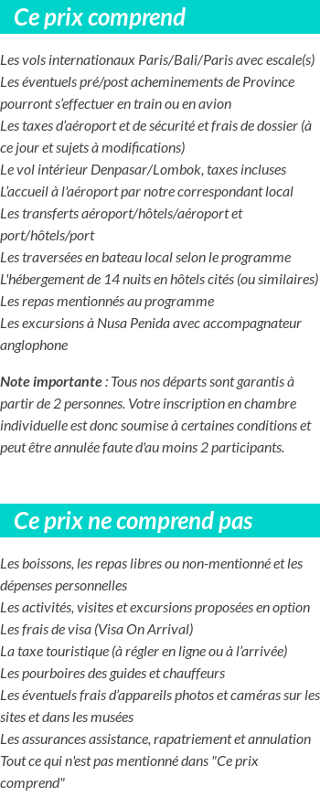 Conditions tarifaires