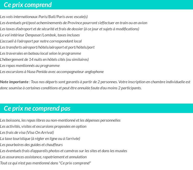 Conditions tarifaires