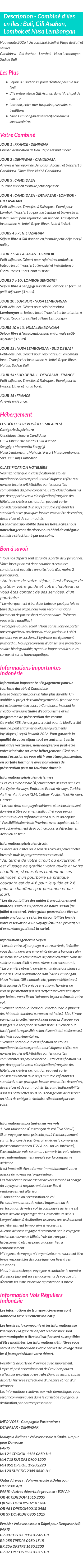 Détails du séjour