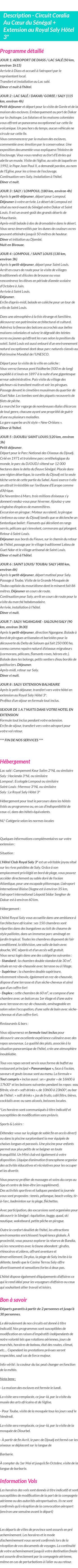 Détails du séjour