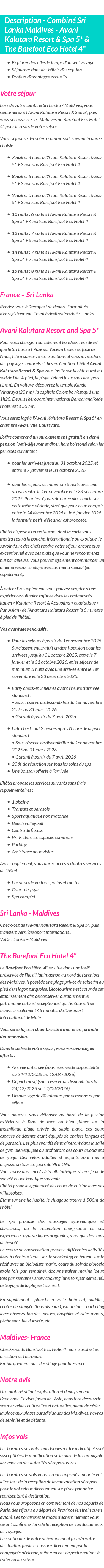 Détails du séjour