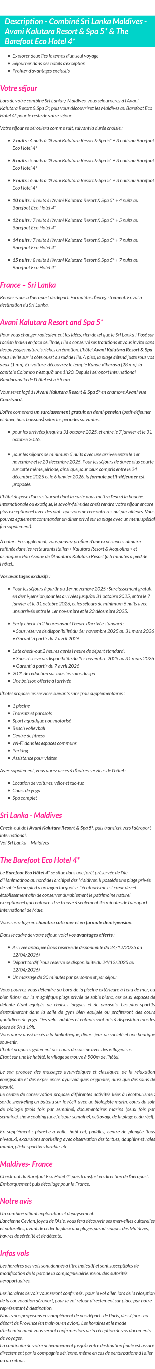 Détails du séjour