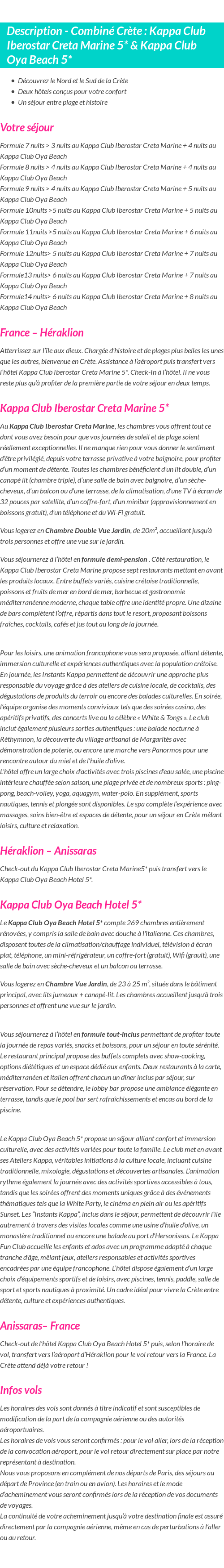 Détails du séjour