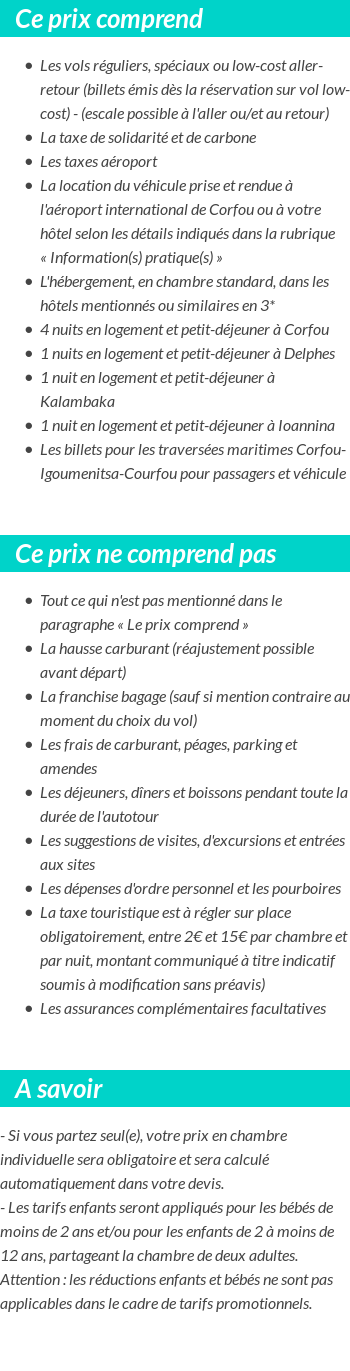 Conditions tarifaires