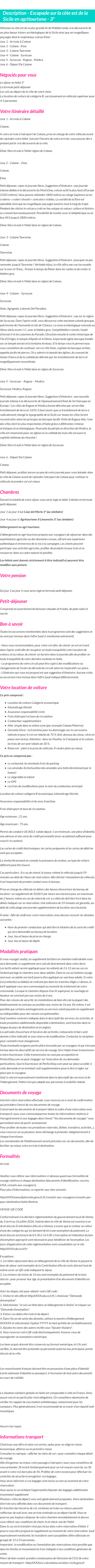 Détails du séjour