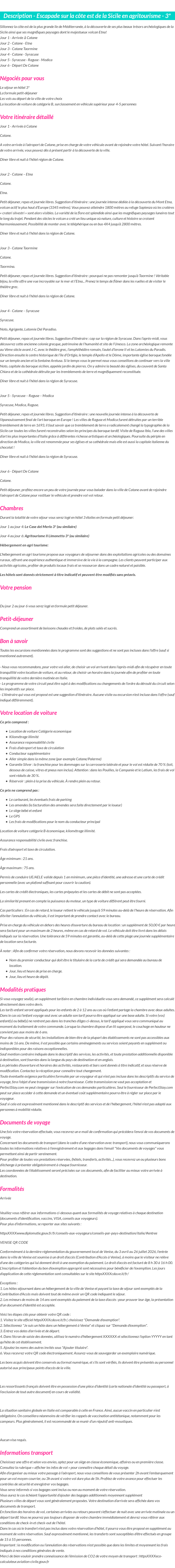 Détails du séjour