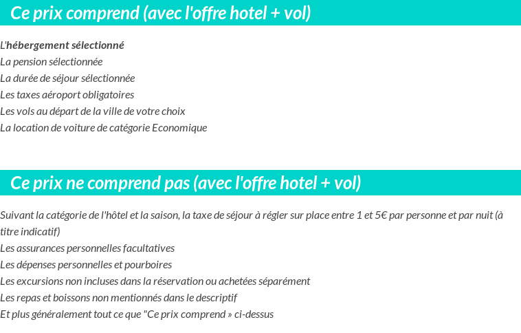 Conditions tarifaires