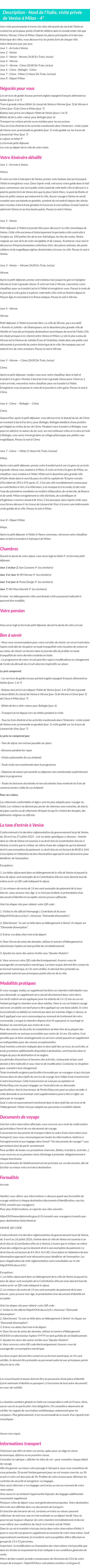 Détails du séjour