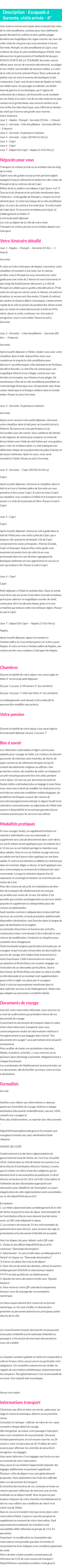 Détails du séjour