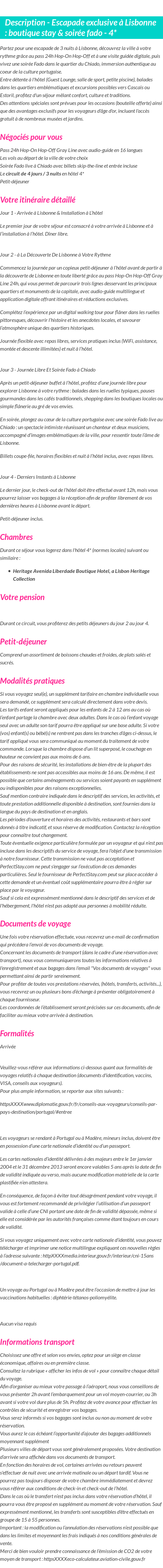 Détails du séjour