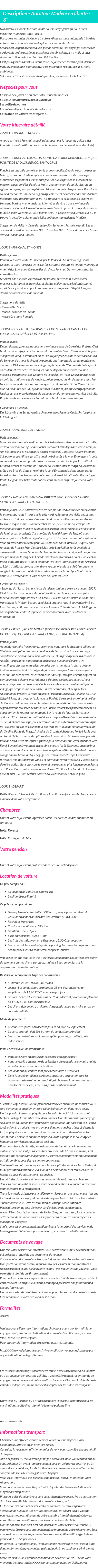 Détails du séjour