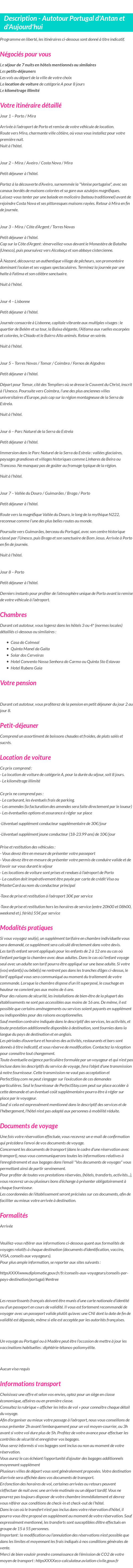 Détails du séjour