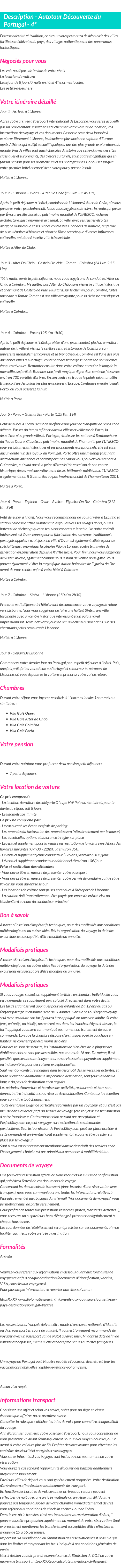Détails du séjour