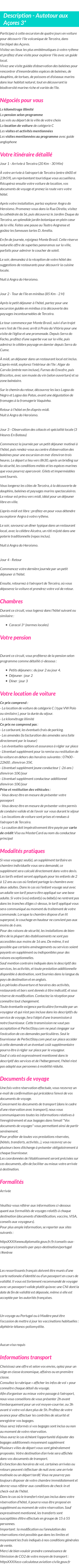 Détails du séjour
