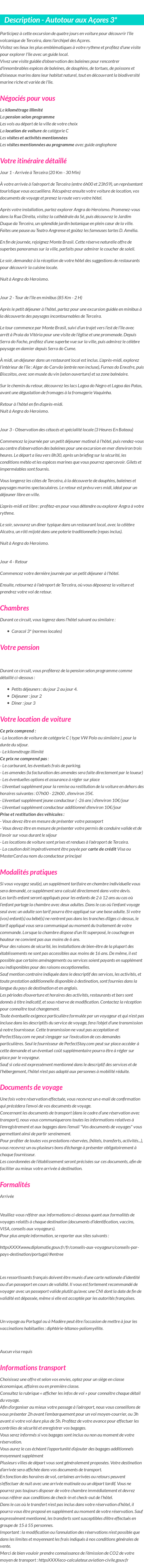 Détails du séjour
