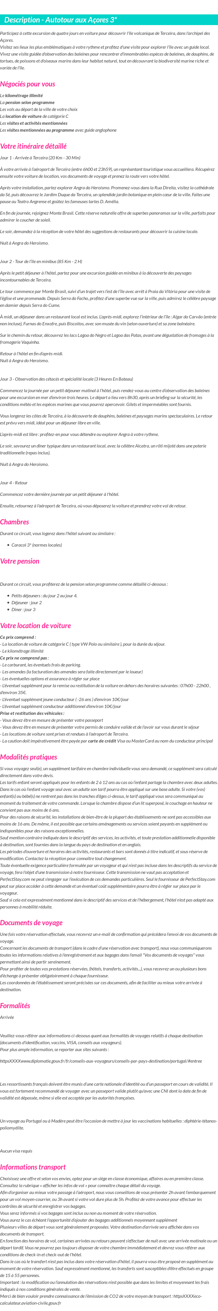 Détails du séjour