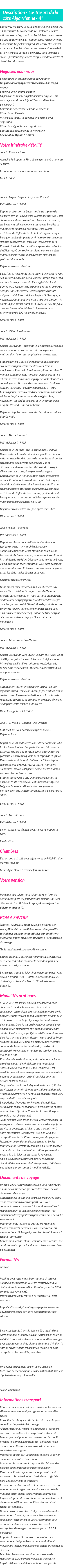 Détails du séjour
