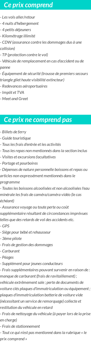Conditions tarifaires