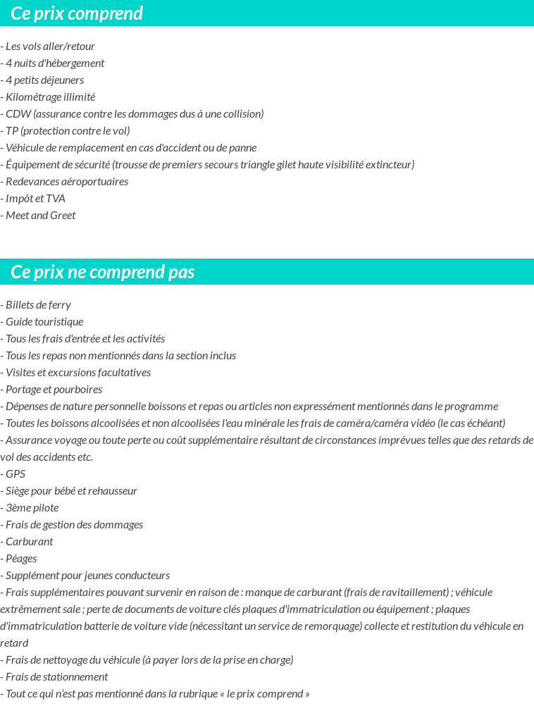 Conditions tarifaires