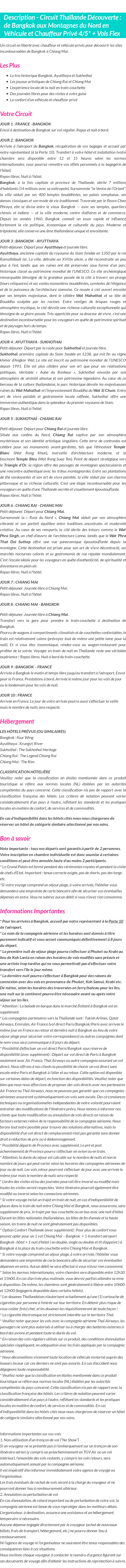 Détails du séjour