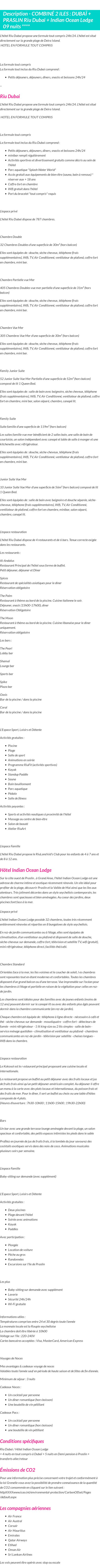 Détails du séjour