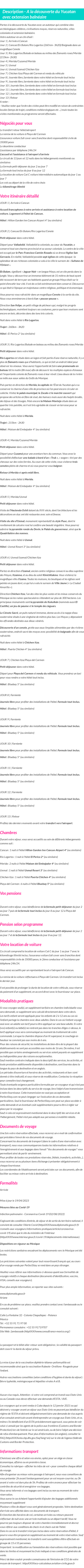 Détails du séjour
