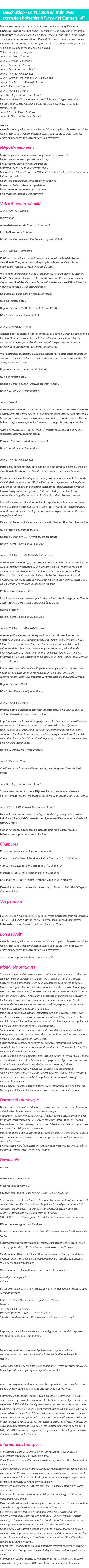 Détails du séjour
