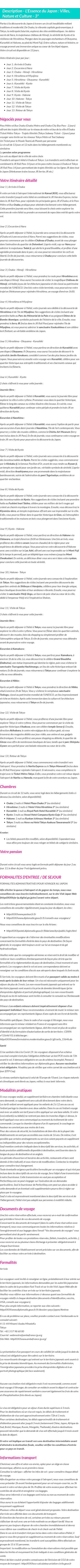 Détails du séjour